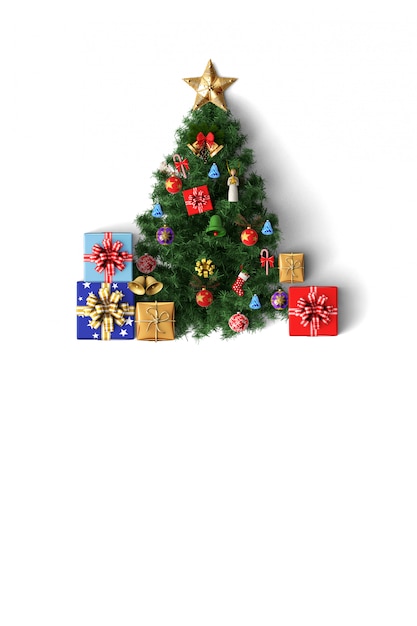 Arbre de Noël et décoration joyeux chirstmas carte