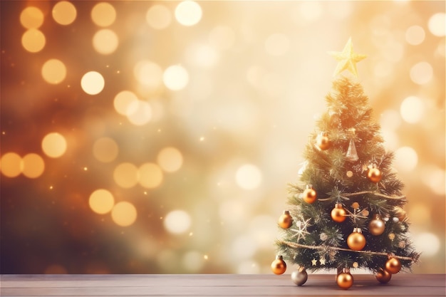 arbre de Noël décoré avec fond bokeh