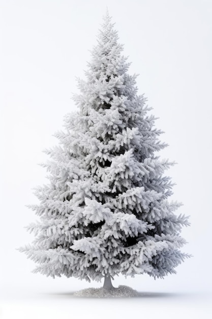 Un arbre de Noël enneigé isolé sur fond blanc