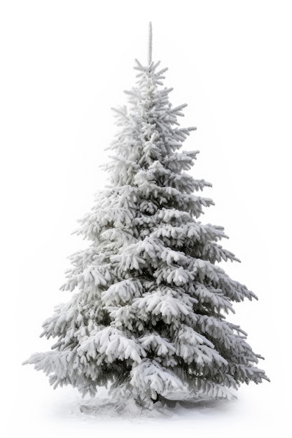 Un arbre de Noël enneigé isolé sur fond blanc