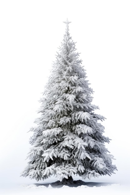 Un arbre de Noël enneigé isolé sur fond blanc