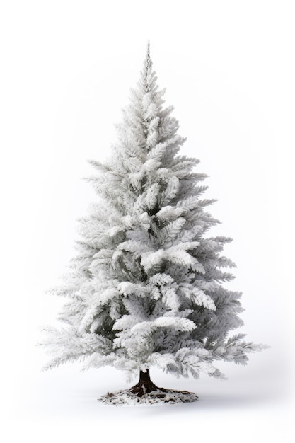 Un arbre de Noël enneigé isolé sur fond blanc