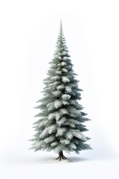 Un arbre de Noël enneigé isolé sur fond blanc