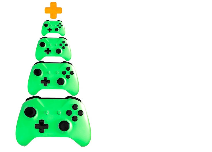 Photo arbre de noël fait de contrôle de jeu vidéo