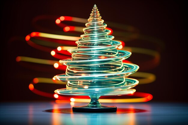 Photo un arbre de noël fait de lumières sur une table