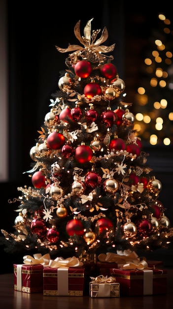 Un arbre de Noël festif avec des cadeaux en dessous Noël Magie Joyeux Enjouement Un rêve de Noël