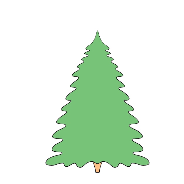 Arbre de Noël de forme simple avec des décorations arbre de Noël isolé sur blanc illustration pour la conception ne ...