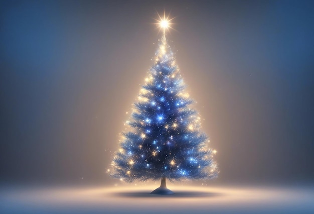 Photo un arbre de noël avec des lumières bleues dessus