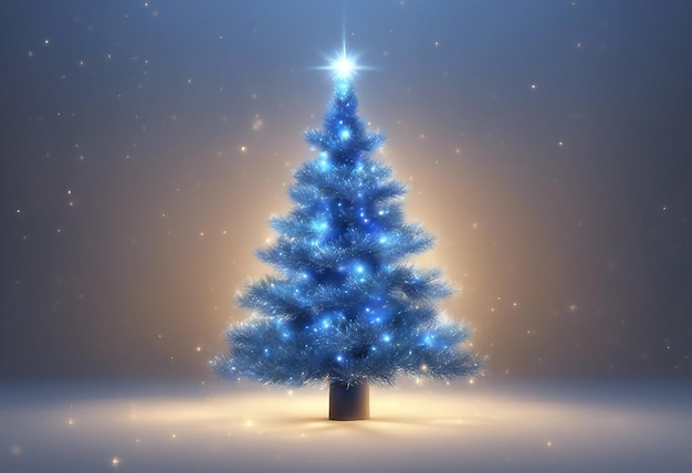 Photo un arbre de noël avec des lumières bleues dessus