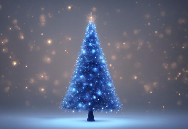 Photo un arbre de noël avec des lumières bleues dessus