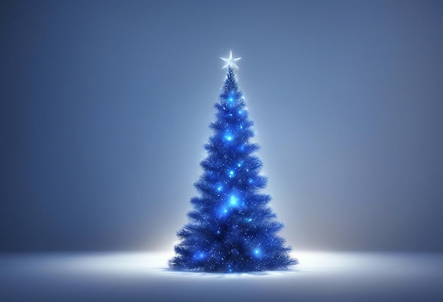 Photo un arbre de noël avec des lumières bleues dessus