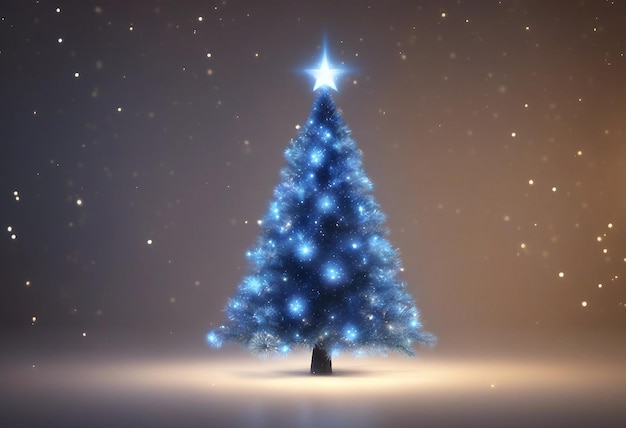 Photo un arbre de noël avec des lumières bleues dessus