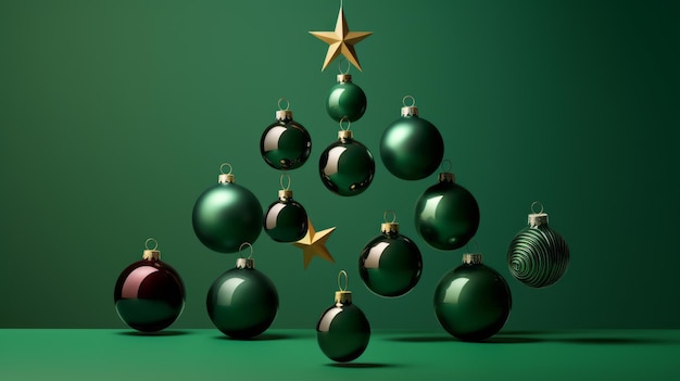 Arbre de Noël moderne dans le style vert Noël dans le style de conception minimaliste contemporain