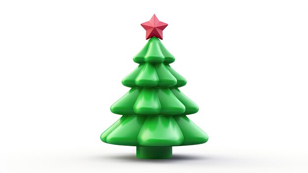 Arbre de Noël rendu en 3D isolé sur fond blanc