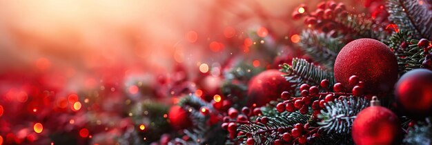 Photo un arbre de noël rouge et vert avec des baies rouges et vertes et rouge