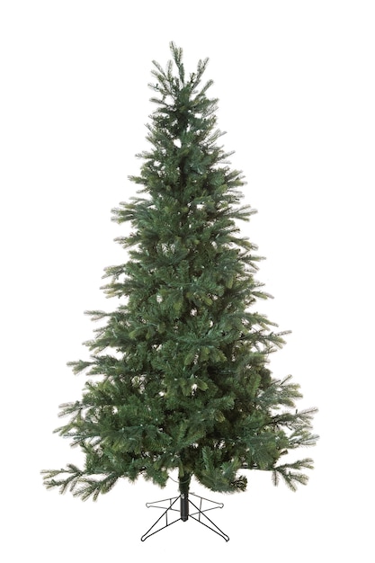 Arbre de Noël vert artificiel isolé sur fond blanc