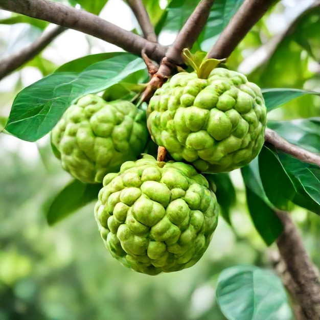 Photo un arbre avec de nombreux fruits verts et bruns