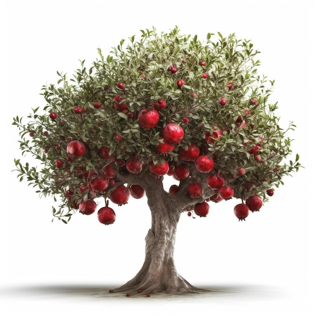 Un arbre avec des pommes rouges dessus