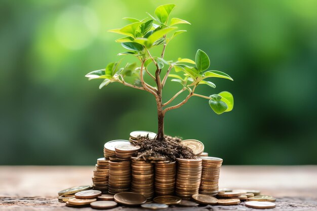 arbre poussant à partir d'un tas de pièces plante poussant à partir de pièces arbre poussant à partir de pièces de monnaie