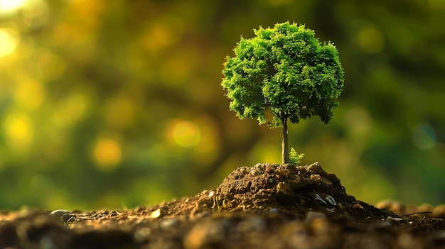 un arbre poussant d'un rocher avec un arbre qui pousse de lui