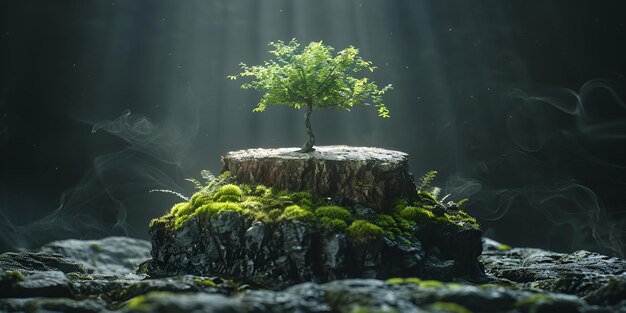 Photo un arbre qui pousse sur un rocher dans l'eau