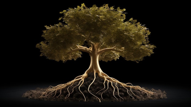 Photo un arbre avec des racines ai générative