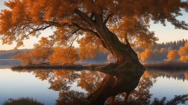 Arbre reflété dans un lac