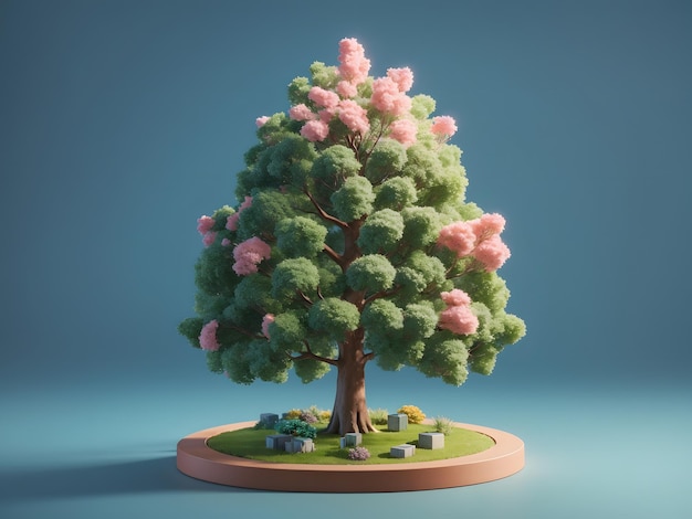 Arbre de rendu 3d isométrique mignon minuscule