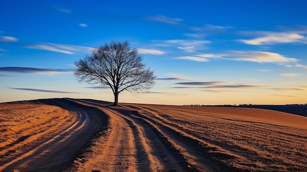 L'arbre seul au milieu du lac illustration