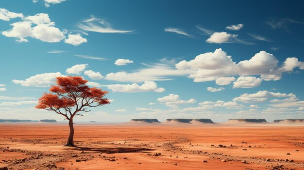 Photo un arbre solitaire au milieu d'un désert vide