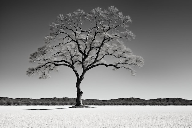 Arbre solitaire dans un grand champ