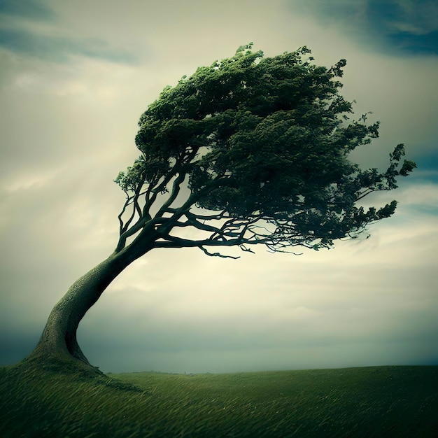 Un arbre solitaire résistant au vent