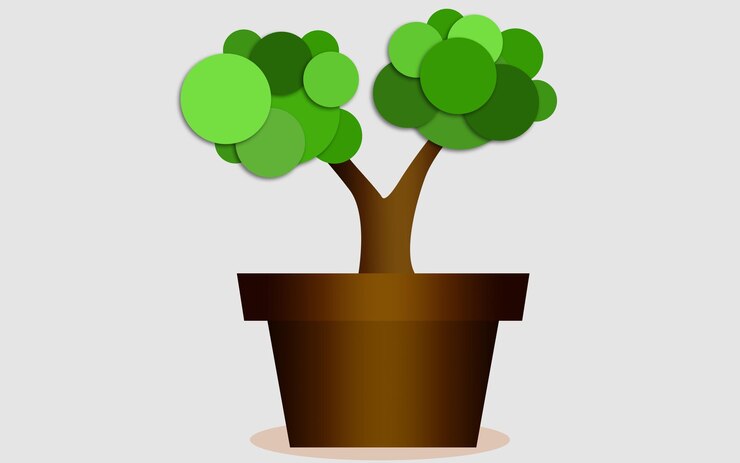Photo arbre stylisé abstrait avec pot