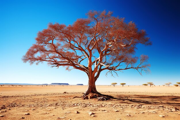 Un arbre sur la terre déserte et sèche en plein air