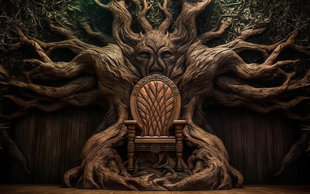 Un arbre sur un trône avec le mot arbre dessus