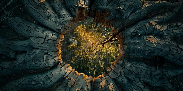 Photo un arbre avec un trou dedans