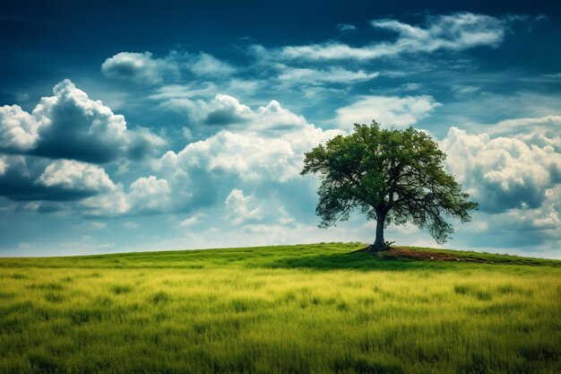 Un arbre vert et un ciel bleu en arrière-plan