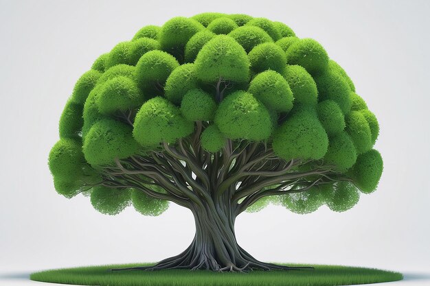 Un arbre vert à la forme ronde génère de l'ai