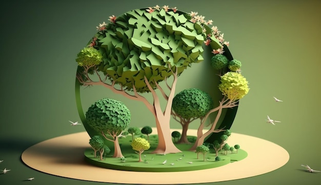 Arbre vert de la Journée mondiale de la Terre avec le monde Sauver l'environnement sauver le concept d'écologie de la planète propre