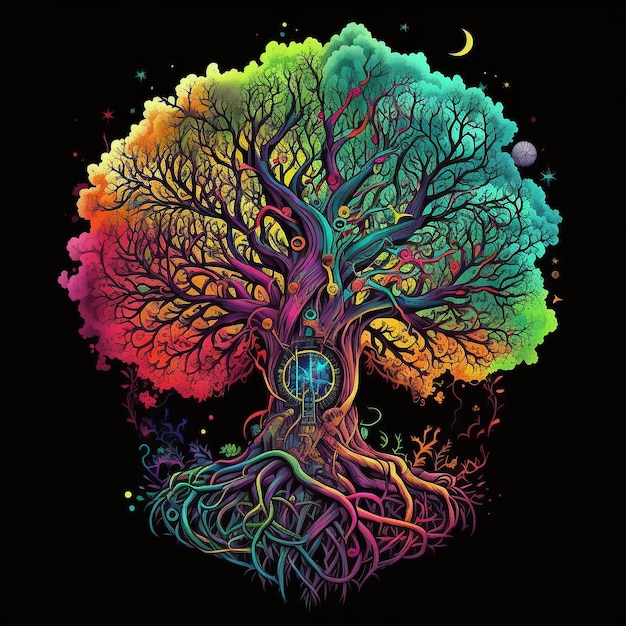 Un arbre de vie coloré par personne