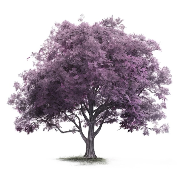 Un arbre violet avec un fond blanc