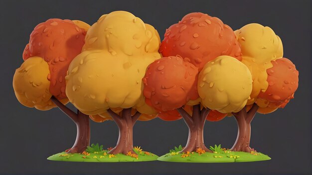 Photo des arbres d'automne en 3d dans le style des dessins animés