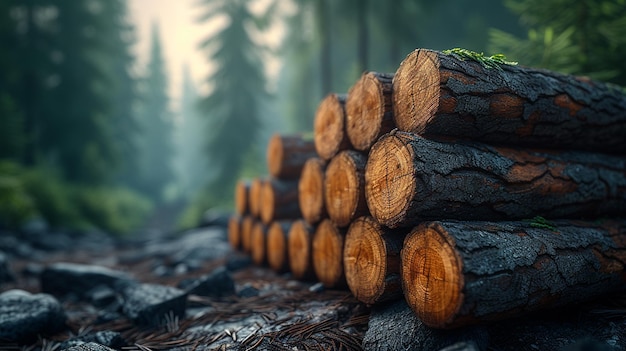 Photo arbres coupés dans la forêt