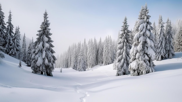 arbres couverts de neige dans les montagnes