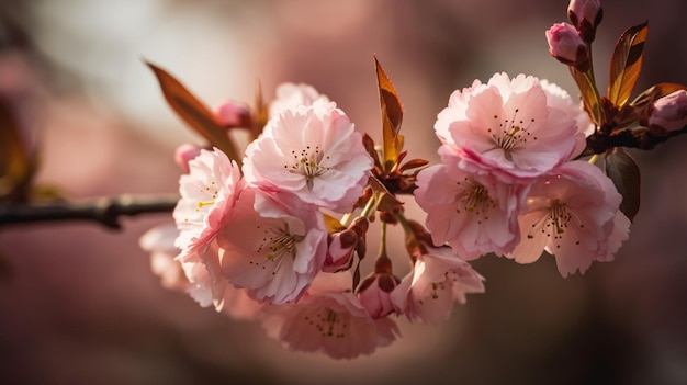 Des arbres en fleurs au printemps Concentration sélective IA générative