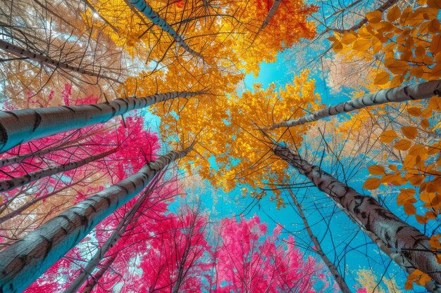 Photo des arbres imposants dans la canopée d'une forêt luxuriante