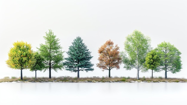 Des arbres isolés sur un fond blanc Collection d'arbres
