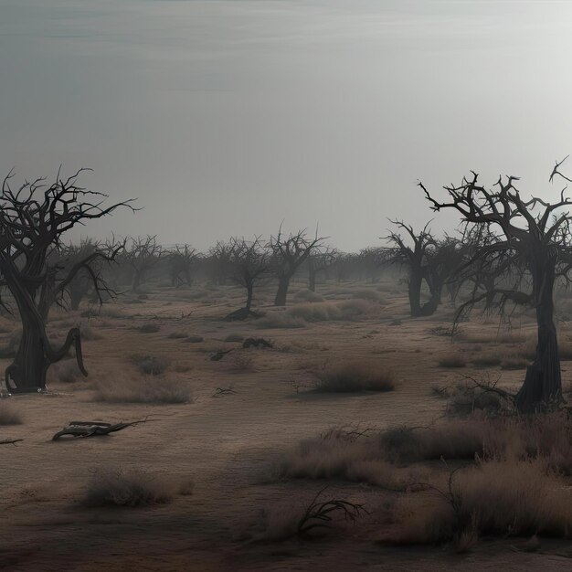 Arbres morts dans la savane