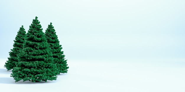 Arbres de Noël isolés sur bleu