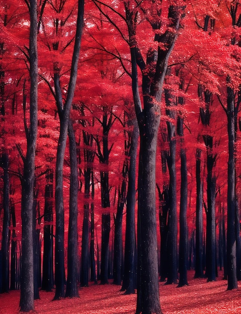 arbres rouges et noirs